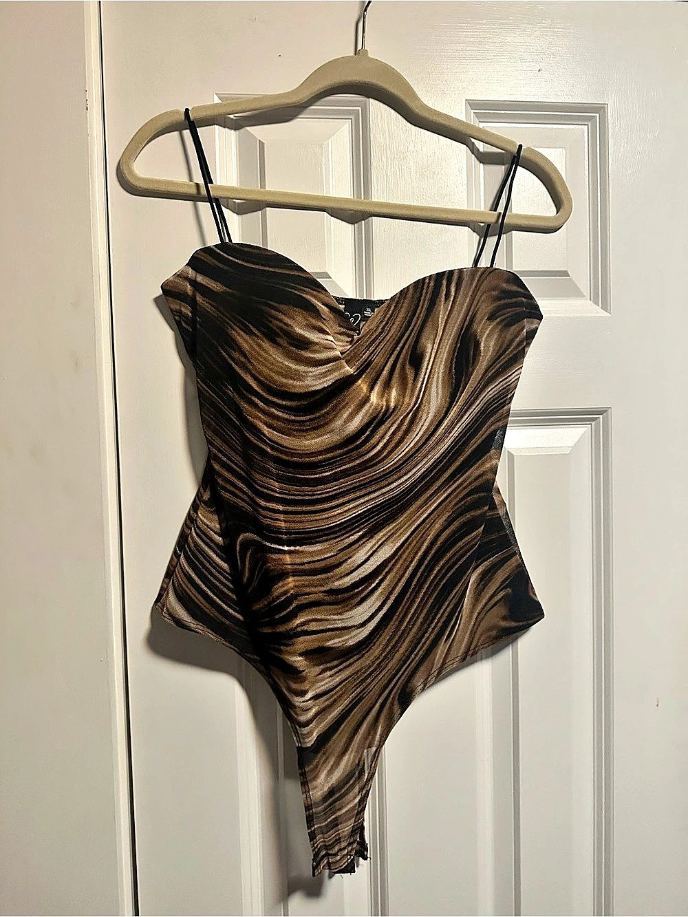 Windsor Abstract One-Piece bodysuit Brown & Black XL